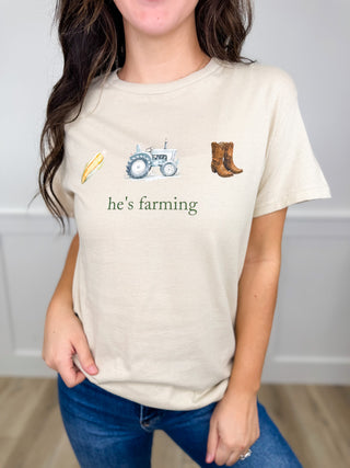 He's Got Hobbies Cotton Short Sleeve Sand Avery Mae Graphic Tee Shirt - 2 options!