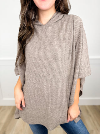 Dear Scarlett Just as I Thought Ribbed Short Sleeve Hooded Poncho Top - 8 colors!