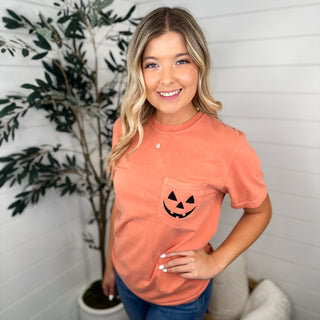 Carve My Smile Cotton Short Sleeve Orange Avery Mae Graphic Tee Shirt