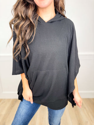Dear Scarlett Just as I Thought Ribbed Short Sleeve Hooded Poncho Top - 8 colors!
