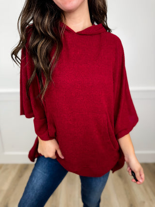Dear Scarlett Just as I Thought Ribbed Short Sleeve Hooded Poncho Top - 8 colors!