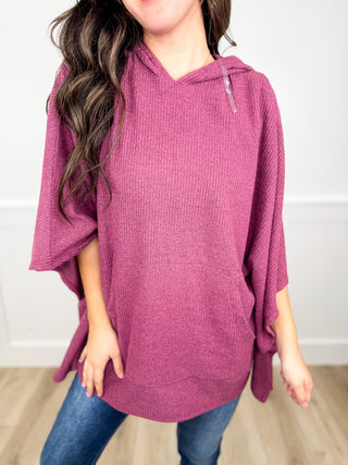 Dear Scarlett Just as I Thought Ribbed Short Sleeve Hooded Poncho Top - 8 colors!