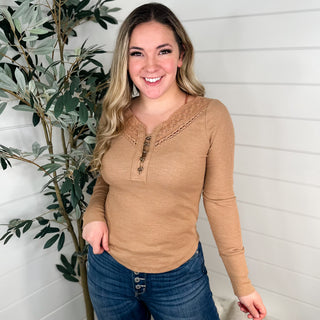 Great Things Ribbed Long Sleeve Mocha Avery Mae Top