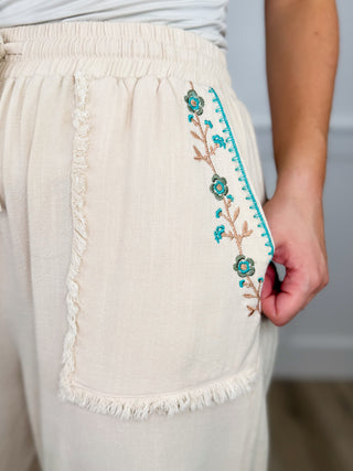 Peace of Mind High-Rise Rayon Blend Oat Avery Mae Bottoms