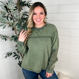 Easel You Choose First Cotton Long Sleeve Green Top