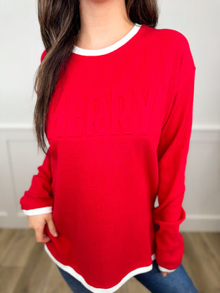 Merry Holidays Cotton Blend Long Sleeve Avery Mae Top - 2 colors!