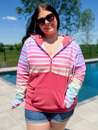 Always Bright Long Sleeve Avery Mae Half Zip Hoodie Sweatshirt