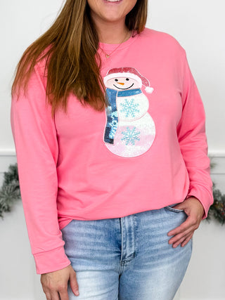 Glitter & Gleam Cotton Blend Long Sleeve Pink Avery Mae Top