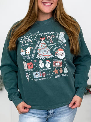 All Things Christmas Cotton Blend Long Sleeve Green Avery Mae Graphic Crewneck Sweatshirt