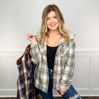 In a Snap Long Sleeve Plaid Avery Mae Hooded Jacket - 2 colors!