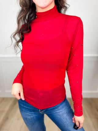 Glimmering Aura Sheer Mesh Long Sleeve Avery Mae Top - 2 colors!