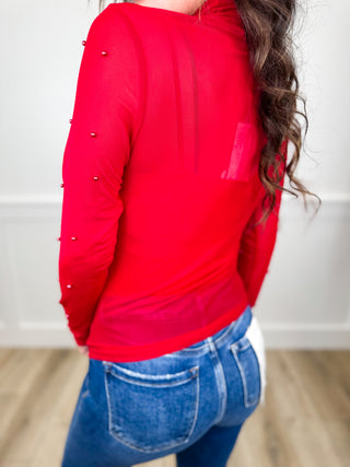Glimmering Aura Sheer Mesh Long Sleeve Avery Mae Top - 2 colors!