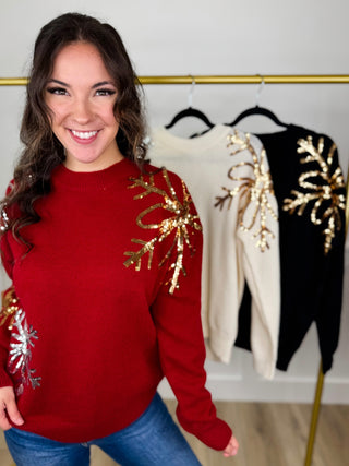 White Birch Winter's Glimmer Knit Long Sleeve Sweater Top - 3 colors!