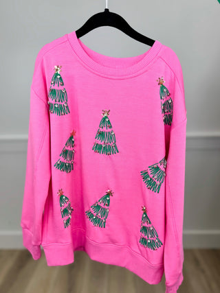 Kids Sparkling Tree Long Sleeve Pink Avery Mae Top