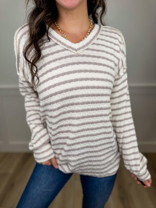 Waiting For Hope Ribbed Long Sleeve Ivory Avery Mae Top
