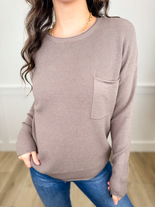 Embrace the Process Knit Long Sleeve Taupe Avery Mae Sweater Top