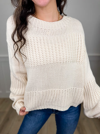Looking Ahead Knit Long Sleeve Cream Avery Mae Sweater Top