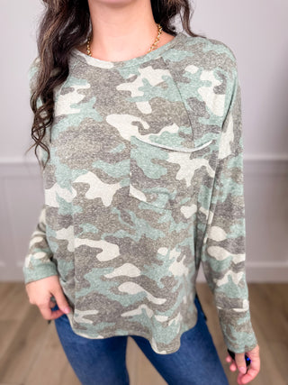 Sew In Love Be Real Long Sleeve Camo Top