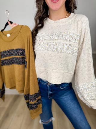 POL Wishing For You Rayon Blend Long Sleeve Mom Cropped Top - 2 colors!