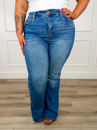 Risen Mira Tummy Control Flare Jeans - Medium Wash (Non-Distressed)