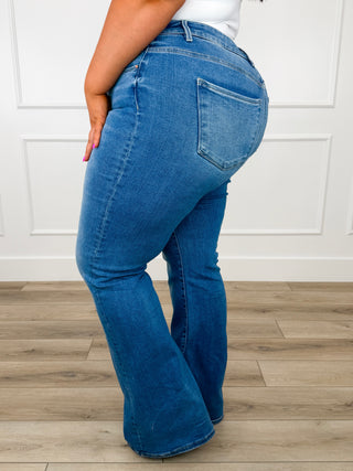 Risen Mira Tummy Control Flare Jeans - Medium Wash (Non-Distressed)