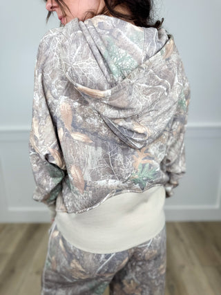 Ready to Go Long Sleeve Camo Avery Mae Quarter Zip Hoodie Sweatshirt