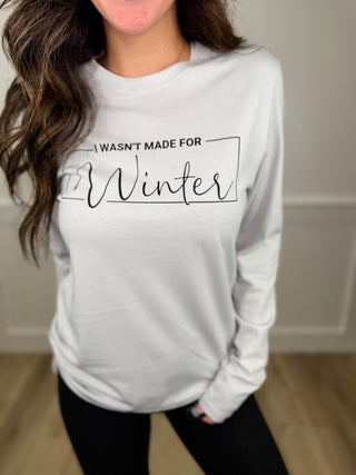 Not Made For Winter Cotton Blend Long Sleeve Grey Avery Mae Graphic Tee Shirt