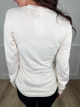 Gingerbread Snap Cotton Long Sleeve Cream Avery Mae Graphic Tee Shirt