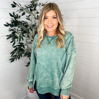 Switching it Up Cotton Long Sleeve Avery Mae Crewneck Sweatshirt - 3 colors!