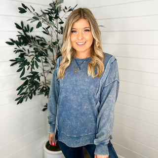 Switching it Up Cotton Long Sleeve Avery Mae Crewneck Sweatshirt - 3 colors!