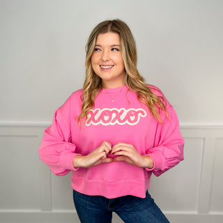 Hugs & Kisses 3/4 Sleeve Pink Avery Mae Graphic Top