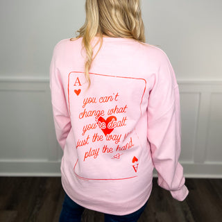 You're a Queen Cotton Blend Long Sleeve Pink Avery Mae Graphic Crewneck Sweatshirt