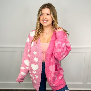 Sweet Hearts Knit Long Sleeve Pink Avery Mae Cardigan