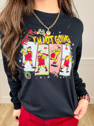 I'm Not Going Cotton Long Sleeve Black Avery Mae Graphic Tee Shirt