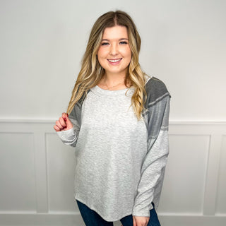 White Birch Comfy Days Rayon Blend Dolman Sleeve Grey Top