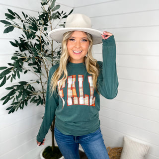 Fall Breeze Cotton Long Sleeve Green Avery Mae Graphic Top