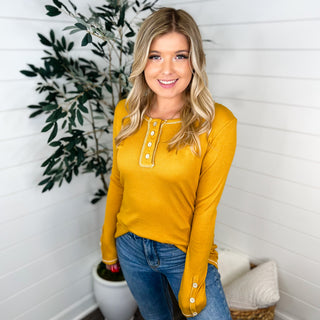 Finding Your Way Lightweight Long Sleeve Yellow Avery Mae Top