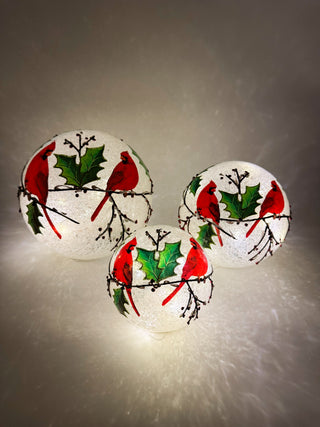Scarlet on Snow Light Up Glass Globe - 3 options!