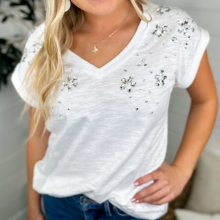 Loaded Questions Cotton Short Sleeve White Avery Mae Top