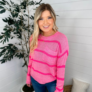 What Do You Believe Knit Long Sleeve Pink Avery Mae Sweater Top