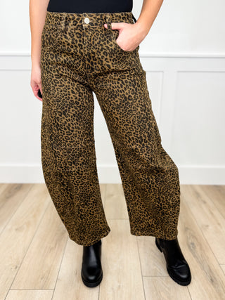 Monica High Rise Leopard Barrel Jeans