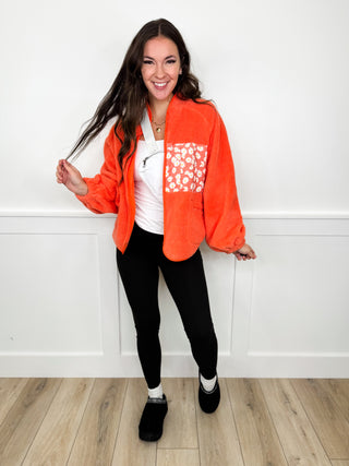 Make it Easy Sherpa Long Sleeve Orange Avery Mae Jacket