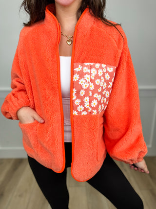 Make it Easy Sherpa Long Sleeve Orange Avery Mae Jacket