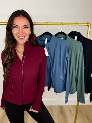 Checking in Ribbed Long Sleeve Avery Mae Zip Up Jacket - 4 colors!