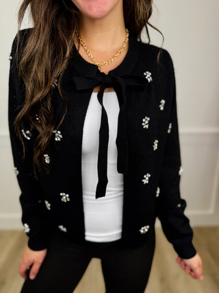 Effortlessly Extra Knit Long Sleeve Black Avery Mae Cardigan