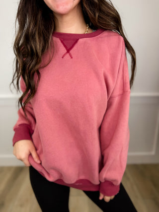 Something About Us Cotton Blend Long Sleeve Pink Avery Mae Top