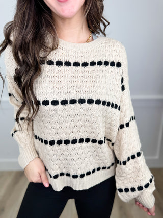 Stay Right Here Knit Long Sleeve Oat Avery Mae Sweater Top