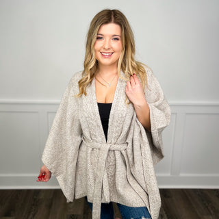 Hem & Thread Perfect Warmth Knit Oatmeal Poncho Top