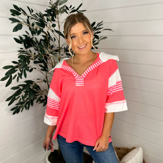 Rightest Ways Cotton Three Quarter Sleeve Pink Avery Mae Top