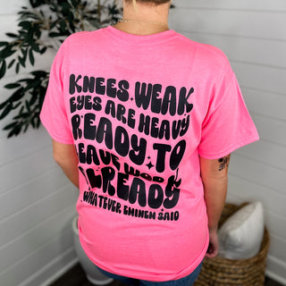 Whatever Eminem Said Cotton Blend Short Sleeve Pink Avery Mae Graphic Tee Shirt